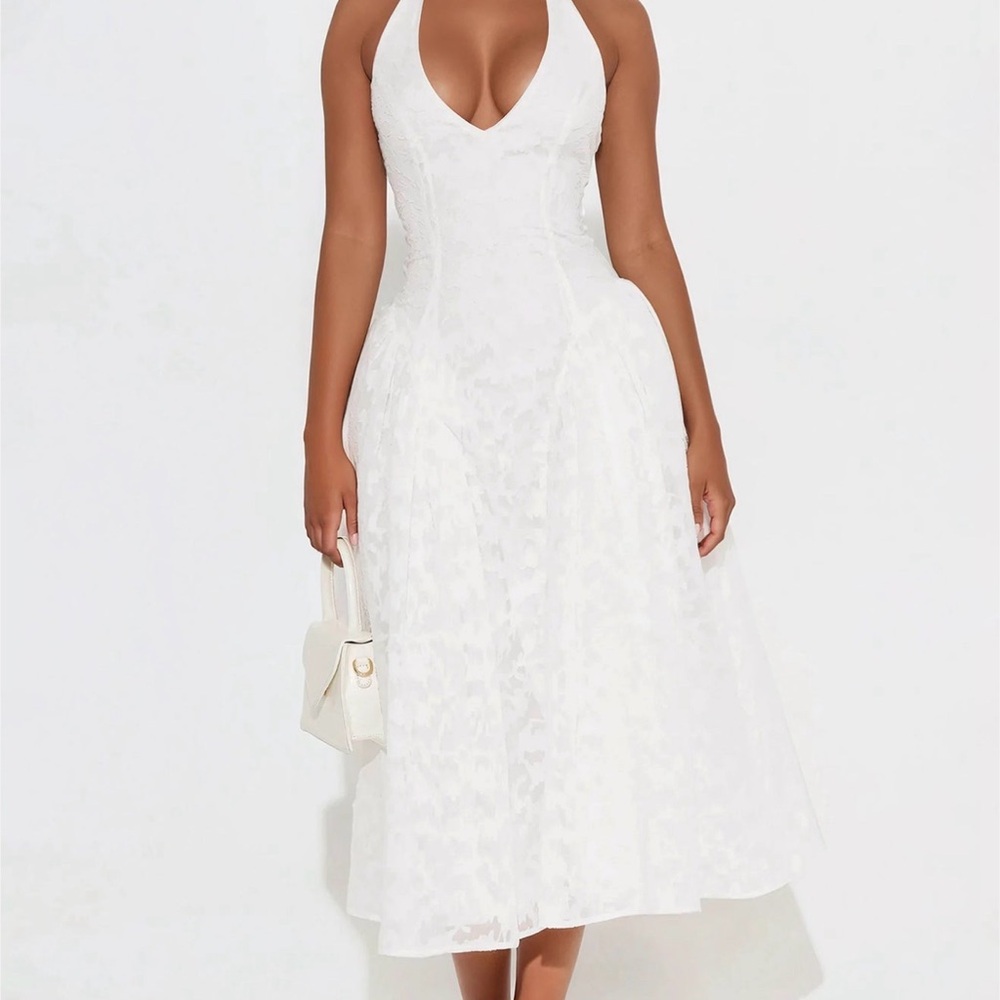Fashion Nova White Midi Dress
